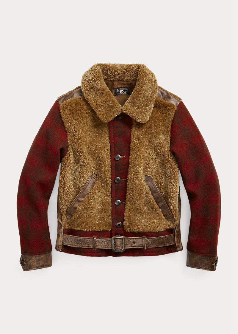 Chaqueta RRL Hombre Plaid Lana & Shearling Chile Marrones SPCXO-7190